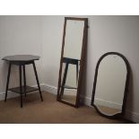 Large rectangular bevel edge mirror with marquetry detailing (W45cm, H129cm),