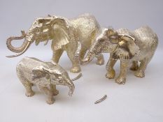 Filled silver family of three Elephants by Carr's of Sheffield Ltd, 2005,