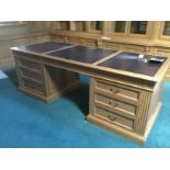 Bespoke craftsman made superior quality polished light oak panelled office study library desk
