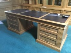 Bespoke craftsman made superior quality polished light oak panelled office study library desk