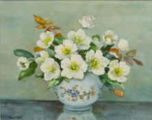 Still Life of White Flowers in a Vase, watercolour signed by Dorcie Sykes (British 1908-1998) 29.