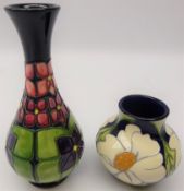 Moorcroft baluster shaped vase decorated with daisies, trial piece dated 28.11.