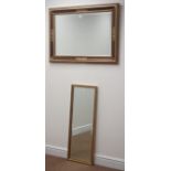 Rectangular bevel edge wall mirror in two tone gilt swept frame (93cm x 68cm),