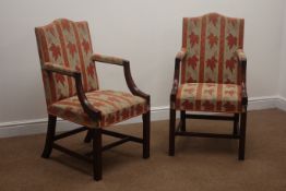 Set eleven Gainsborough style dining armchairs, upholstered in a floral fabric,