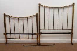 Early 20th century brass bed head and foot board, W107cm,