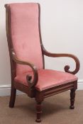 Victorian walnut framed armchair, upholstered back and seat, turned supports,