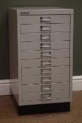 Bisley filing cabinet, ten drawers, plinth base, W35cm, H68cm,