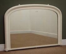 19th century rectangular arched over mantel mirror, W104cm,