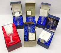 Six Stuart Crystal limited edition commemorative glass goblets - York No.40/500, York Minster No.