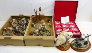 Large collection of porcelain and other animal figures including Franklin Mint,