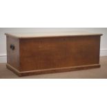 Victorian scumbled pine blanket box, hinged lid, W110cm, H44cm,