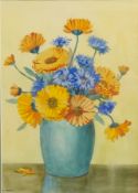 Still Life of White Flowers in a Blue Vase,