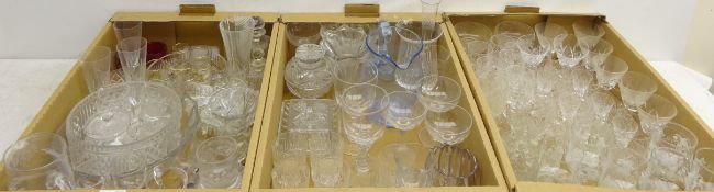 Pair of Victorian clear glass rummers, other Victorian slice cut drinking glasses, cut glass jugs,