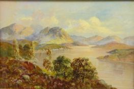 Scottish Loch Scene, oil on canvas signed by Francis E.