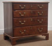 George III oak chest, four graduating drawers, shaped bracket supports, W80cm, H76cm,
