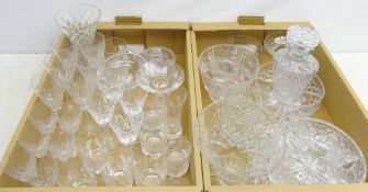 Waterford cut glass comport, Victorian slice cut finger bowl, twelve Stuart wine glasses,