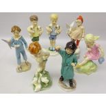 Seven Royal Worcester figures by Freda Doughty comprising 'November', 'February', 'March',