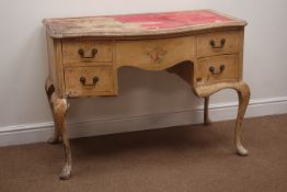 French style serpentine dressing table with five drawers, cabriole legs, W106cm, H78cm,