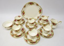 Royal Albert Old Country Roses part tea service comprising six cups and saucers, six side plates,