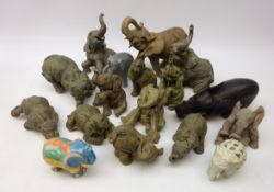 Group of elephant models including soapstone, 'Paw Prints',