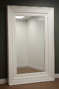 Large moulded white finish mirror with dentil and egg and dart detailing, W128cm, H197cm,