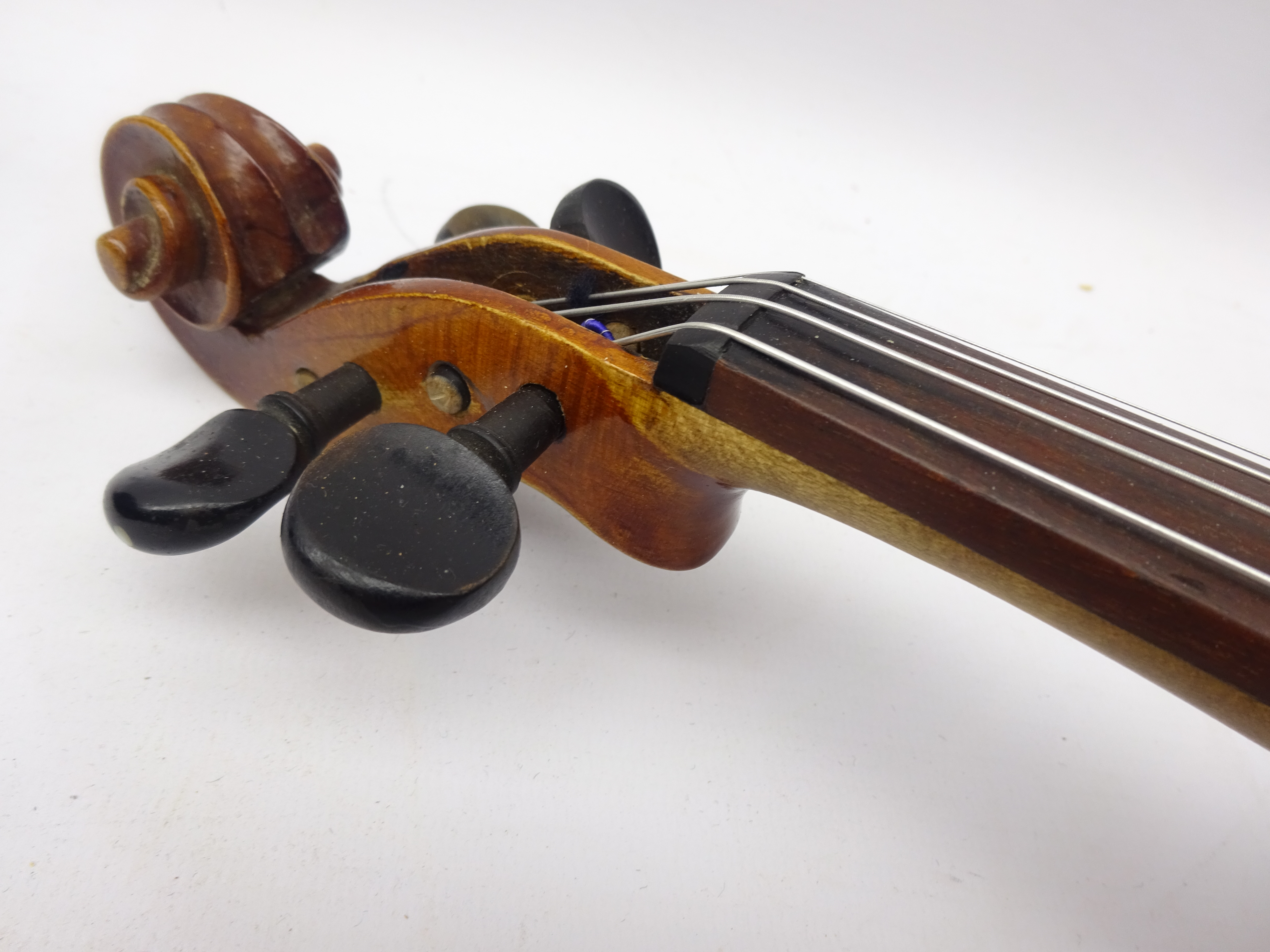 Two-piece back violin with Stradivarius paper label, LOB 33. - Image 4 of 6