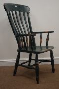 19th century kitchen farmhouse armchair, finished in traditional bottle green,