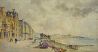 Summers Day along the Promenade, 19th century watercolour signed and date 1872 by E.