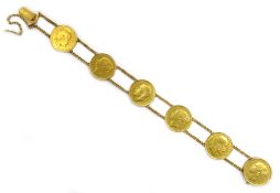 Six gold full sovereign bracelet,