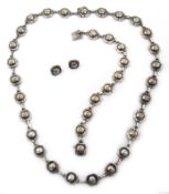 Georg Jensen silver rose design necklace, bracelet and earrings,