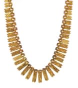 17ct gold Middle Eastern graduating fringe necklace Condition Report 30gm,
