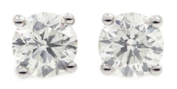 Pair of 18ct white gold diamond stud earrings approx 2.