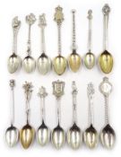 Victorian and later hallmarked silver commemorative and souvenir teaspoons including Lincoln Imp