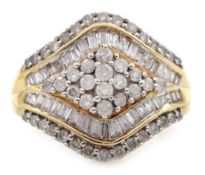 9ct gold diamond cluster ring, hallmarked,