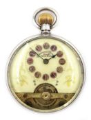 Silver crown wound 8 day lever pocket watch by Hebdomas Watch Co Switzwerland import marks London
