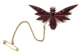Victorian garnet gold backed insect brooch Condition Report 5cm<a href='//www.