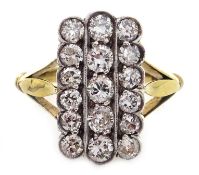 Edwardian gold diamond panel ring, stamped 9ct Condition Report Approx 3.
