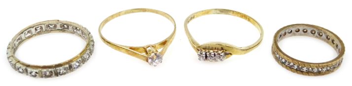 Four stone set 9ct gold dress rings approx 7.