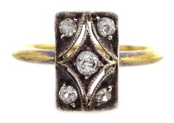 Edwardian gold panel ring set with five diamonds Condition Report Approx 2.