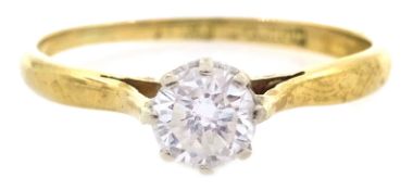 Gold single stone diamond ring, stamped 18ct Platinum, diamond approx 0.