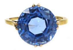 18ct gold (tested) blue stone set ring inscribed 'Mother 23.3.
