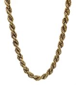 Gold rope twist necklace, hallmarked 9ct, approx 13.
