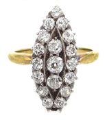 Victorian gold marquise set diamond ring,