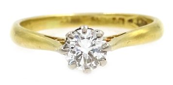 Gold single stone diamond ring, hallmarked 18ct, diamond approx 0.