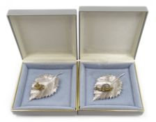 Silver leaf with silver-gilt mouse and pearl by LC London 1991, 6.