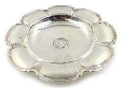 Silver pedestal dish with inset 1937 Coronation coin by Mappin & Webb Birmingham 1936,
