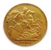 1894 gold full sovereign,