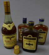 Three J & F Martell three Star Cognac, 12floz 70 and 40 proof, one no proof or contents given,