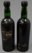 Two bottles of Crofts 1963 Vintage Port, remnants of labels only,