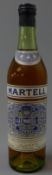 J & F Martell three Star Very Old Pale Cognac, 70 proof, no contents given, spring cap bottle,